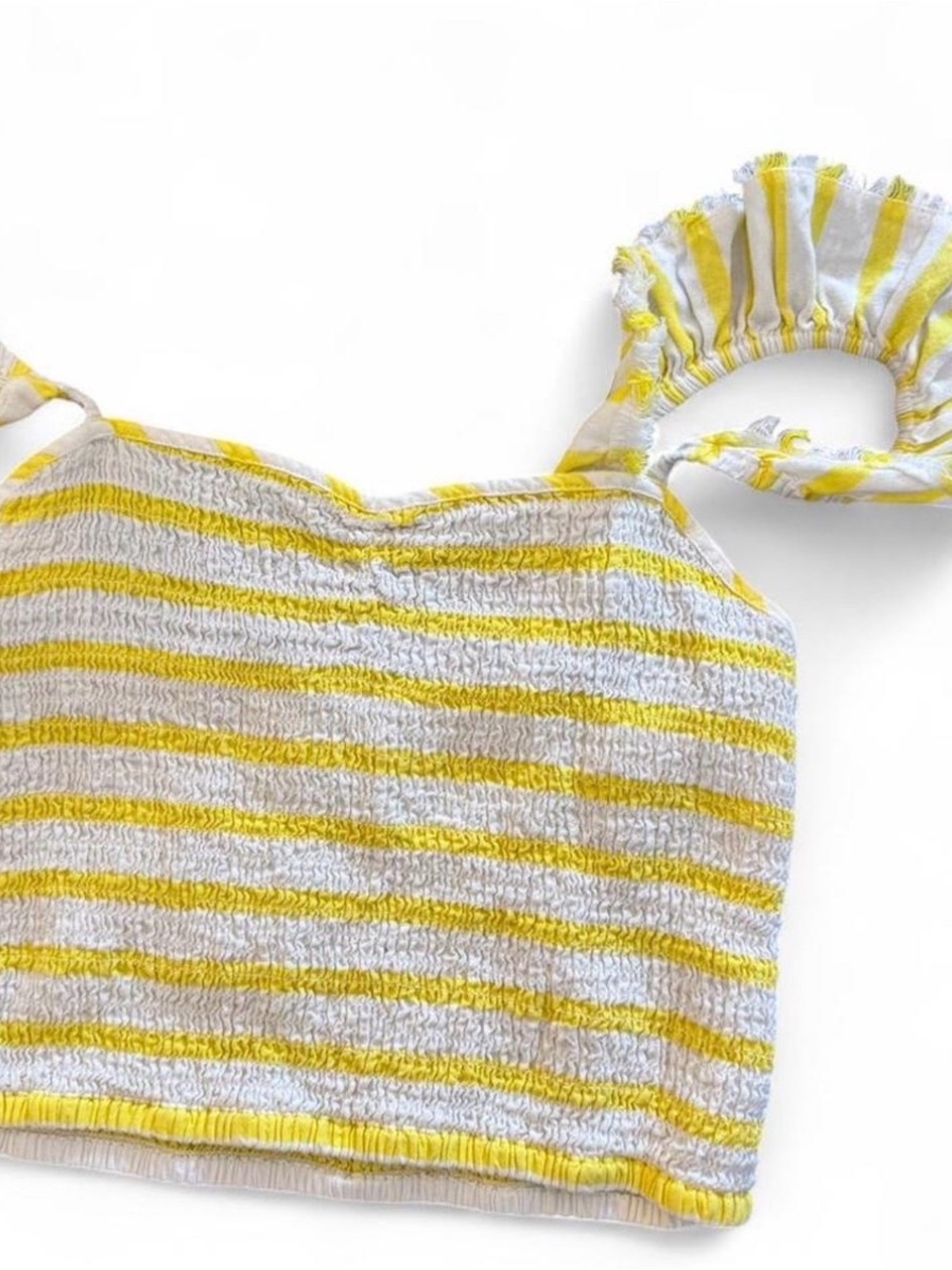 Free People Yellow and White Striped Smocked Tank